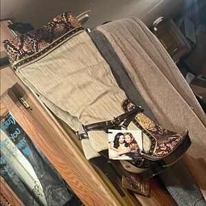 Snakeskin and Tan Knee-High Boots